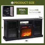 Modern Electric Fireplace TV Stand Entertainment Center with Open Shelves for Home Living Room