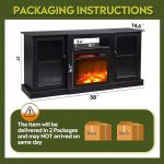 Modern Electric Fireplace TV Stand Entertainment Center with Open Shelves for Home Living Room