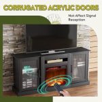 Modern Electric Fireplace TV Stand Entertainment Center with Open Shelves for Home Living Room