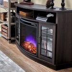 75-Inch Antique Design LED Electric Fireplace TV Stand Wood Panel Curved Cabinet Furniture for Home Living Room