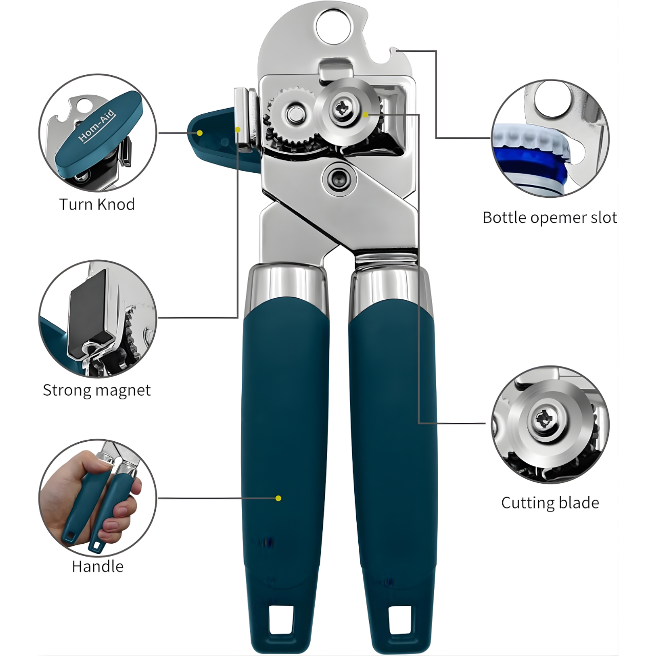 4503139-68fc4623f168195d5b1e53ce-3ae87b8a-675e-4499-a3b0-afad9bf61048 Hom-Aid Manual Can Opener with Magnet: Smooth Edge & Multifunctional