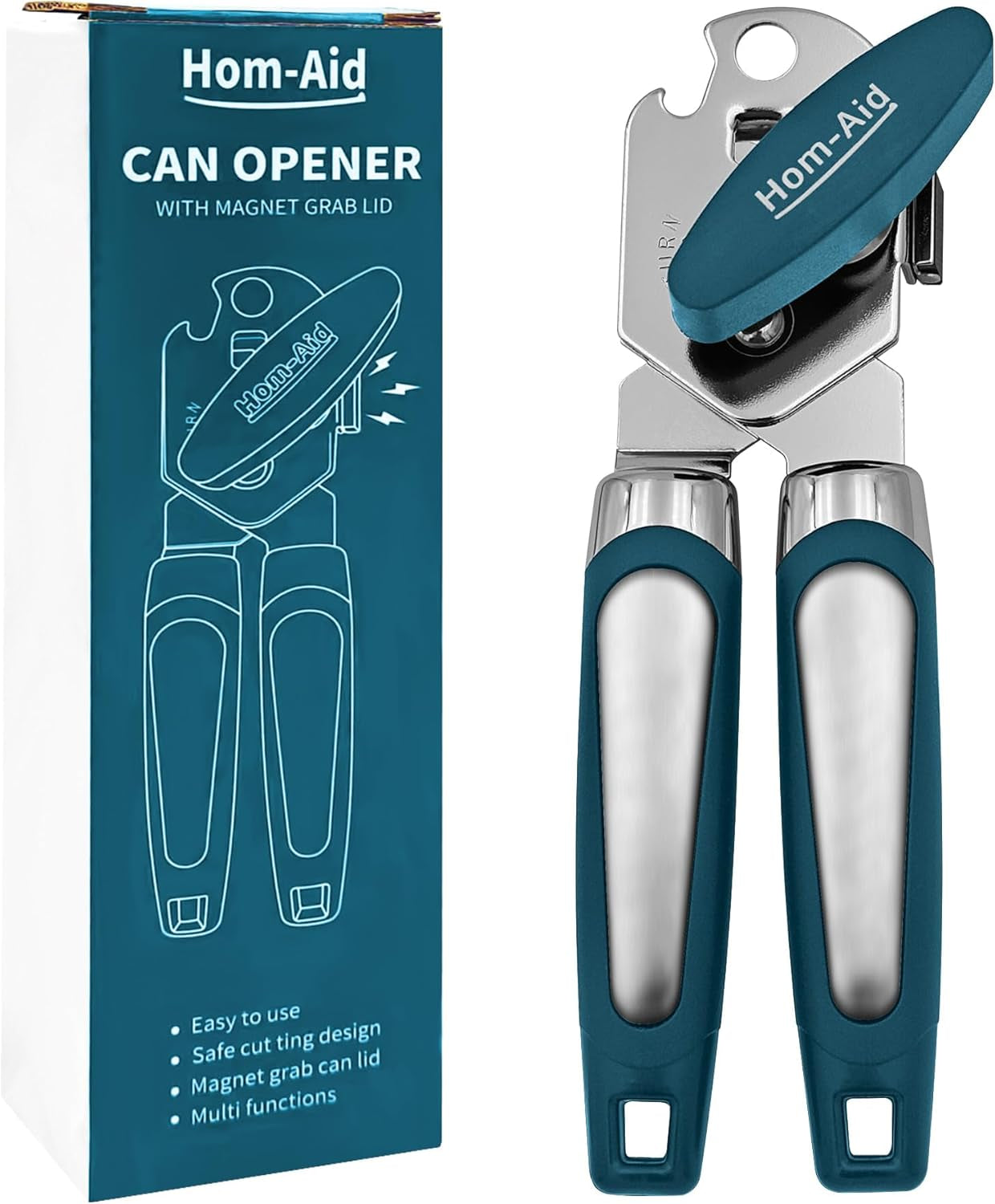 d8a2bc20643f3f801229563f705edc93 Hom-Aid Manual Can Opener with Magnet: Smooth Edge & Multifunctional